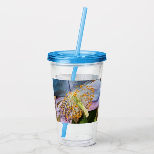 Blue Poppy Bloom Floral Acryltrinkbecher (Rückseite)