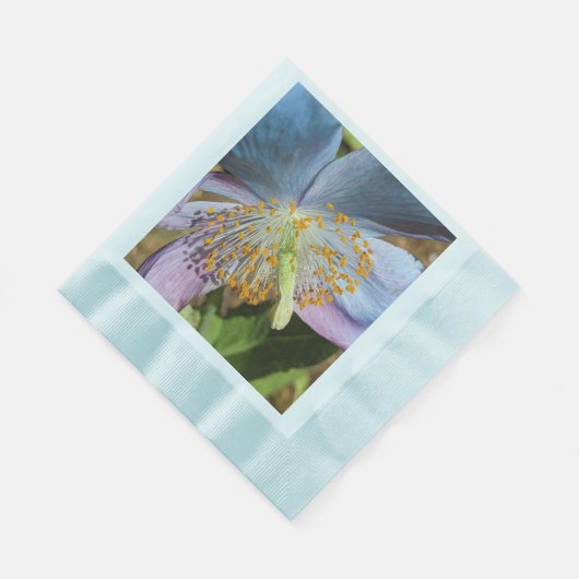 Blue Poppy Bloom Floral Serviette (Ecke)