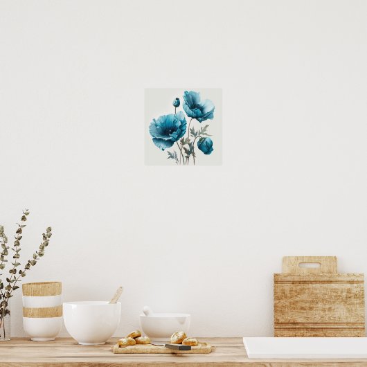 Blue Poppy Blume Art Print Poster (Küche)