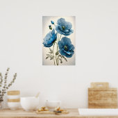Blue Poppy Blume Art Print Poster (Küche)