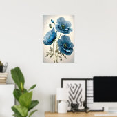 Blue Poppy Blume Art Print Poster (Heimbüro)