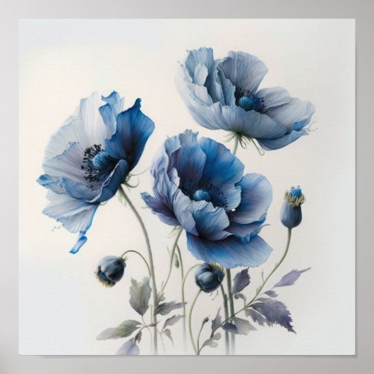 Blue Poppy Blume Art Print Poster (Vorne)