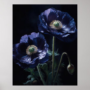 Blue Poppy Blume Art Print Poster