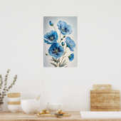 Blue Poppy Blume Art Print Poster (Küche)