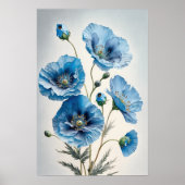 Blue Poppy Blume Art Print Poster (Vorne)