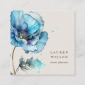Blue Poppy Blume Elegante Visitenkarte (Vorderseite)