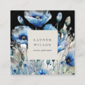 Blue Poppy Blume Elegante Visitenkarte (Vorderseite)