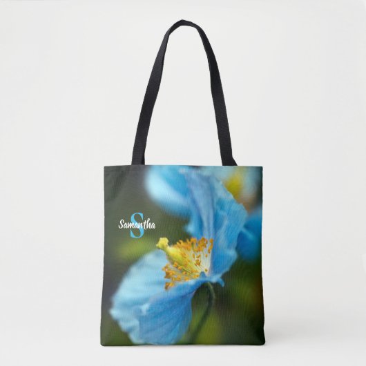 Blue Poppy Blume Tote Tasche (Vorderseite)