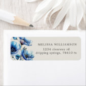 Blue Poppy Floral Return Address Label (Insitu)