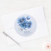 Blue Poppy Floral Wedding Vielen Dank Runder Aufkleber (Umschlag)