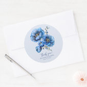Blue Poppy Floral Wedding Vielen Dank Runder Aufkleber (Umschlag)