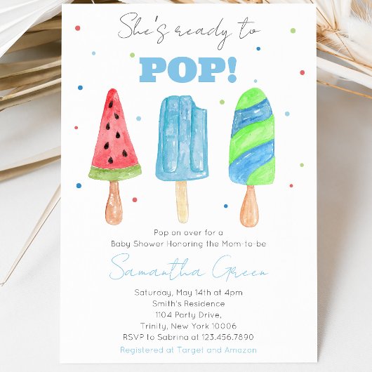 Blue Popsicle Baby Dusche Einladung