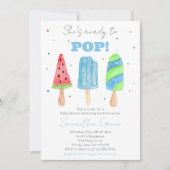 Blue Popsicle Baby Dusche Einladung (Vorderseite)