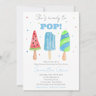 Blue Popsicle Baby Dusche Einladung