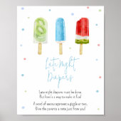 Blue Popsicle Baby Dusche Spate Night Diapers Poster (Vorne)
