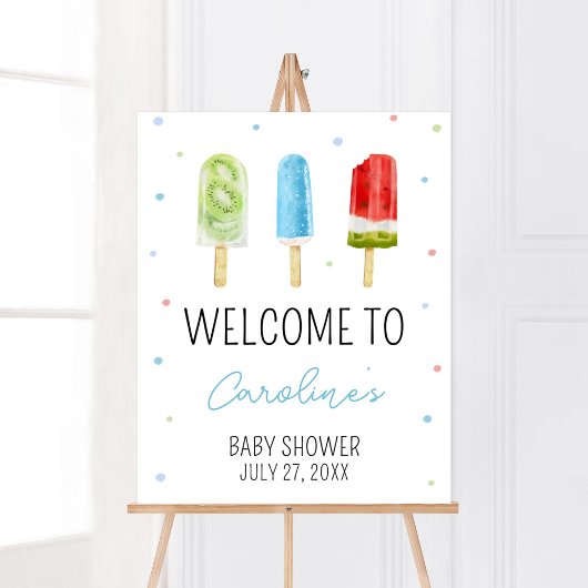 Blue Popsicle Baby Dusche Willkommen Poster