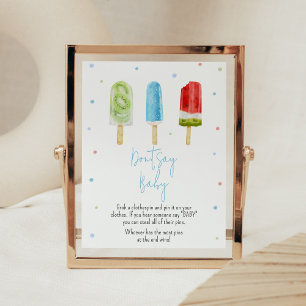Blue Popsicle Baby Shower Say Baby nicht Poster
