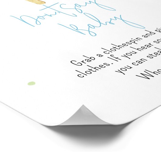 Blue Popsicle Baby Shower Say Baby nicht Poster (Ecke)