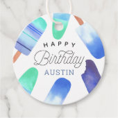 Blue Popsicle Personalisiert Kindergeburtstag Part Geschenkanhänger (Vorderseite)