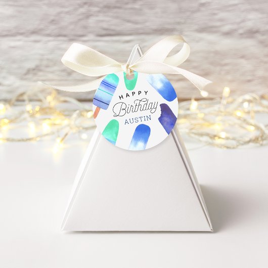 Blue Popsicle Personalisiert Kindergeburtstag Part Geschenkanhänger