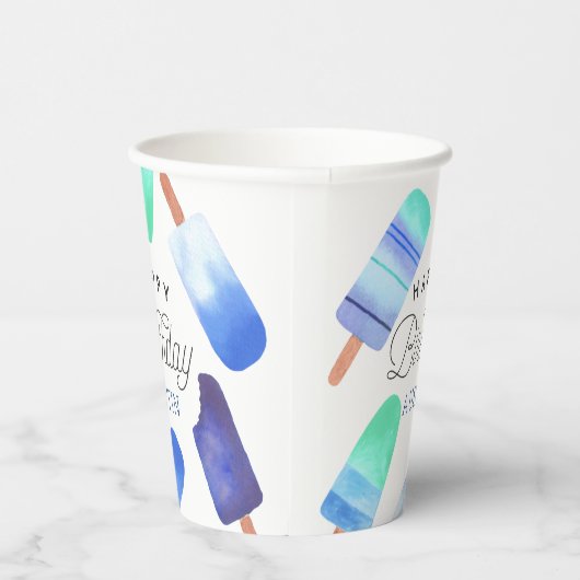 Blue Popsicle Personalisiert Kindergeburtstag Part Pappbecher (Rechts)