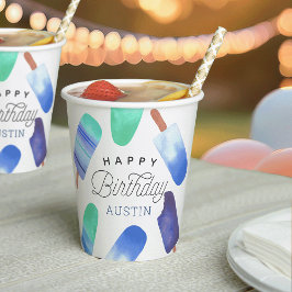 Blue Popsicle Personalisiert Kindergeburtstag Part Pappbecher