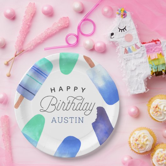 Blue Popsicle Personalisiert Kindergeburtstag Part Pappteller (Party)