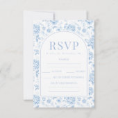 Blue Porcelain Blumengarten Hochzeitskarten RSVP Karte (Vorderseite)