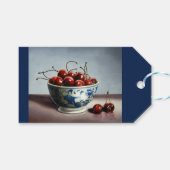 Blue Porcelain & Cherries Geschenkanhänger (Vorderseite (Horizontal))