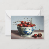 Blue Porcelain & Cherries Mitteilungskarte (Vorderseite)
