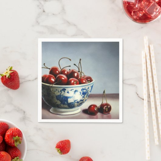 Blue Porcelain & Cherries Serviette (Beispiel)