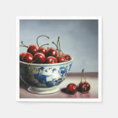 Blue Porcelain & Cherries Serviette (Vorderseite)