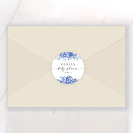 Blue Porcelain Floral Baby Shockaufkleber Runder Aufkleber