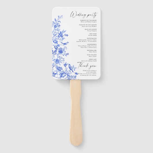Blue Porcelain Floral Wedding Program Fächer (Rückseite)