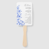 Blue Porcelain Floral Wedding Program Fächer (Vorderseite)