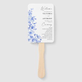 Blue Porcelain Floral Wedding Program Fächer