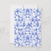 Blue Porcelain Floral Wedding RSVP Card (Rückseite)