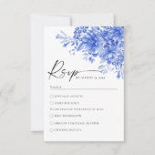 Blue Porcelain Floral Wedding RSVP Card Karte (Vorderseite)