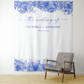 Blue Porcelain Hochzeitstorte Wandteppich (Beispiel)