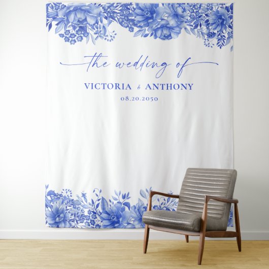 Blue Porcelain Hochzeitstorte Wandteppich (Beispiel)