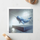 Blue Porcelain Narwhal Grußkarte Mitteilungskarte (Vorderseite/Rückseite Beispiel)