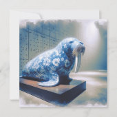 Blue Porcelain Walrus Grußkarte Mitteilungskarte (Vorderseite)