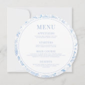 Blue Porcelain Wedding Round Menu Unmittelbarer Do Einladung (Vorderseite)