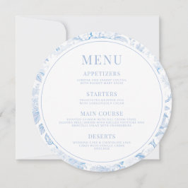 Blue Porcelain Wedding Round Menu Unmittelbarer Do Einladung