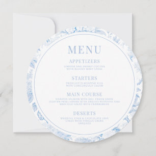 Blue Porcelain Wedding Round Menu Unmittelbarer Do Einladung