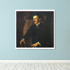 Blue Portrait of Nikola Tesla - Canvas Print Leinwanddruck