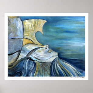 Blue Portrait Sirena Sea Mythical Fantasy Poster