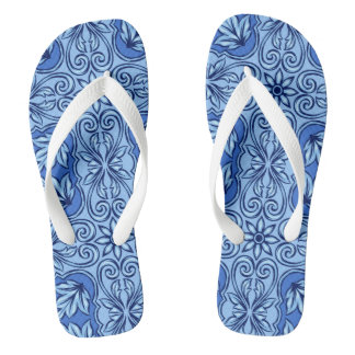 Blue Portuguese Tile Flip Flops Badesandalen