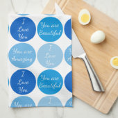 Blue Positive Affirmative Word-Muster Geschirrtuch (Viertel Falte)