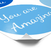 Blue Positive Affirmative Word-Muster Poster (Ecke)